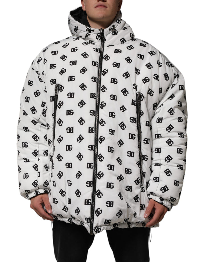 Dolce &amp; Gabbana Sample Sale Dolce &amp; Gabbana White DG Monogram Hooded Puffer Jacket - | Designer outlet