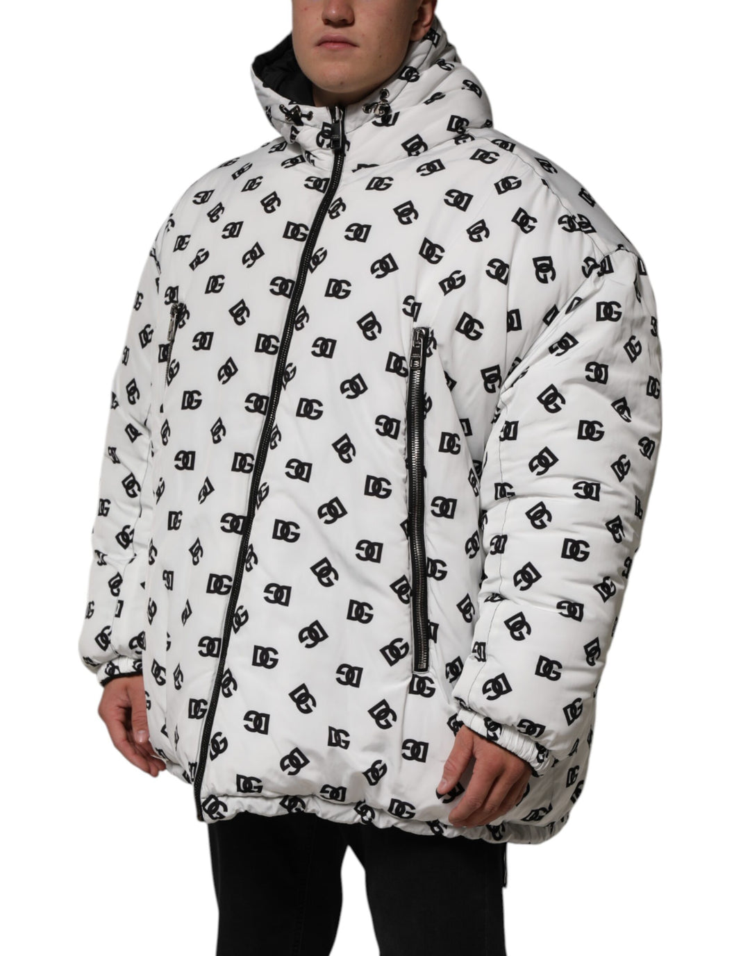 Dolce &amp; Gabbana Sample Sale Dolce &amp; Gabbana White DG Monogram Hooded Puffer Jacket - | Designer outlet