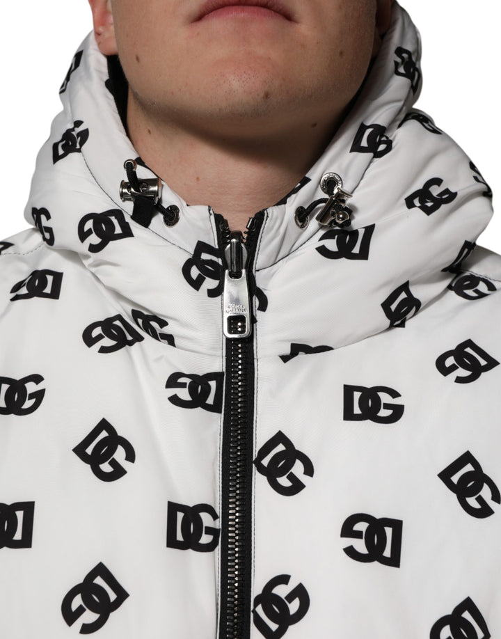 Dolce &amp; Gabbana Sample Sale Dolce &amp; Gabbana White DG Monogram Hooded Puffer Jacket - | Designer outlet