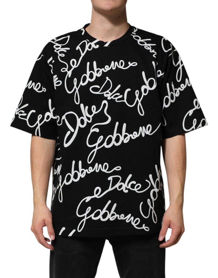 Dolce &amp; Gabbana Sample Sale Dolce &amp; Gabbana Black Logo Print Cotton Crew Neck T-shirt - | Designer outlet