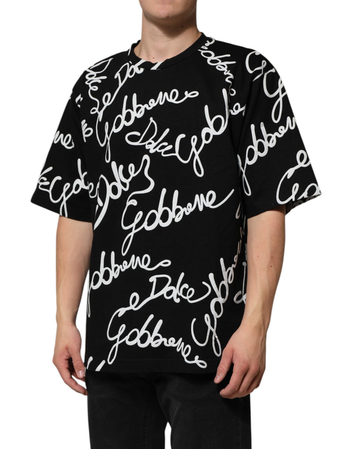 Dolce &amp; Gabbana Sample Sale Dolce &amp; Gabbana Black Logo Print Cotton Crew Neck T-shirt - | Designer outlet