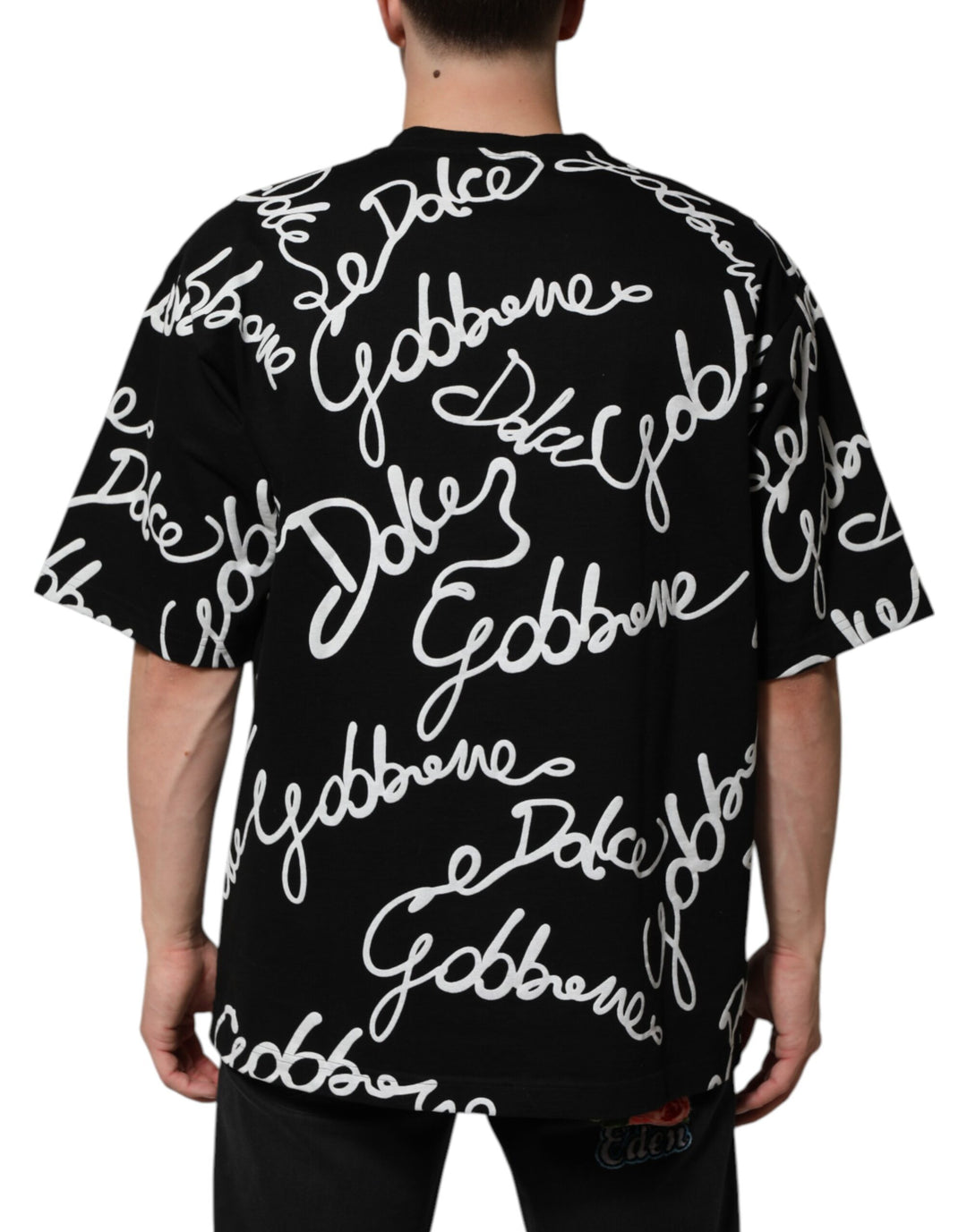 Dolce &amp; Gabbana Sample Sale Dolce &amp; Gabbana Black Logo Print Cotton Crew Neck T-shirt - | Designer outlet