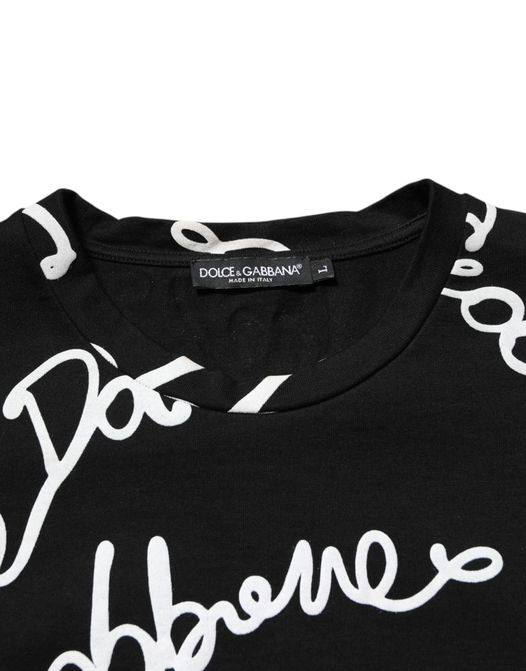 Dolce &amp; Gabbana Sample Sale Dolce &amp; Gabbana Black Logo Print Cotton Crew Neck T-shirt - | Designer outlet