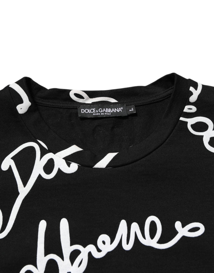 Dolce &amp; Gabbana Sample Sale Dolce &amp; Gabbana Black Logo Print Cotton Crew Neck T-shirt - | Designer outlet