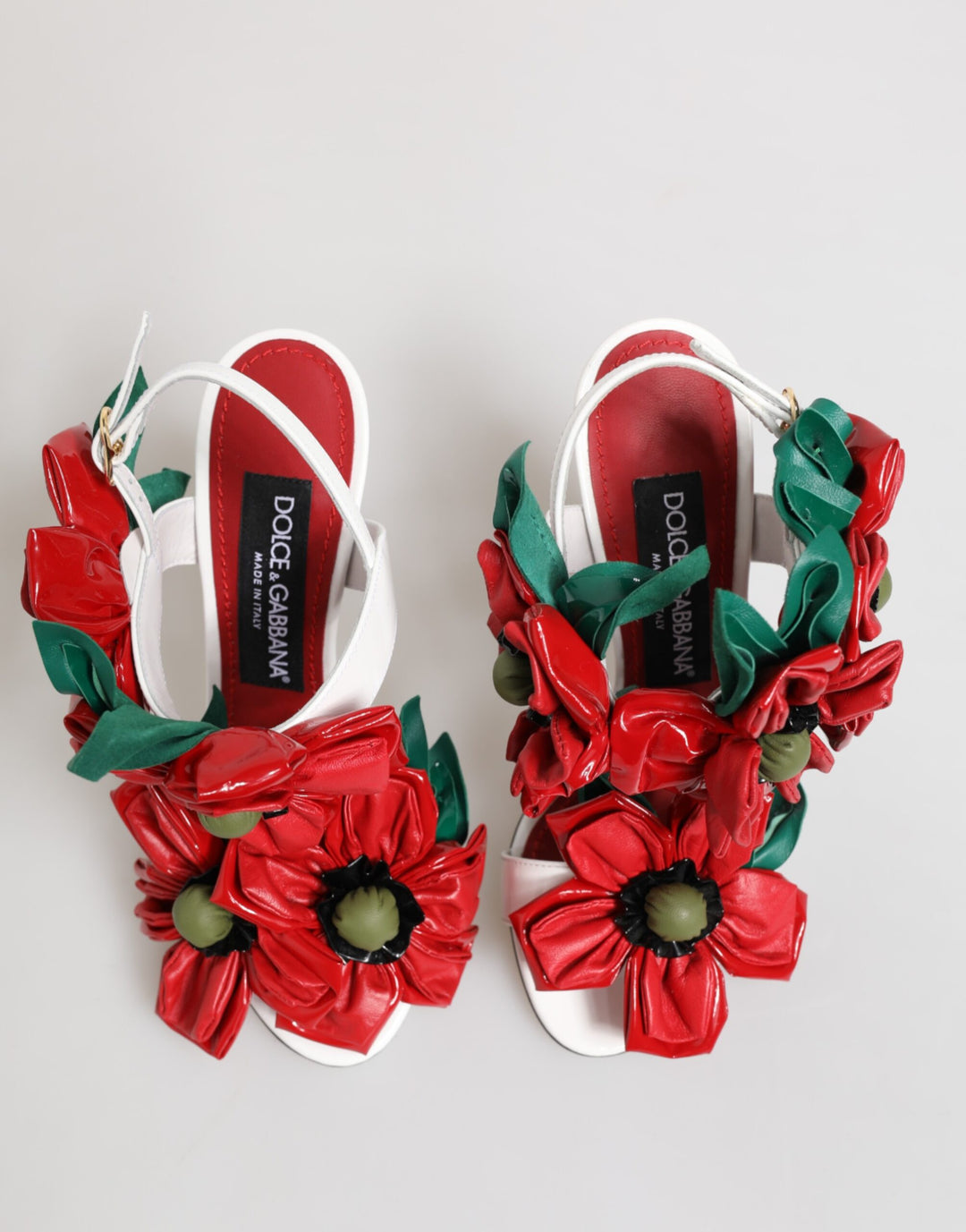 Dolce &amp; Gabbana White Red Floral Detailing Sandals Shoes by Dolce &amp; Gabbana outlet now on sale