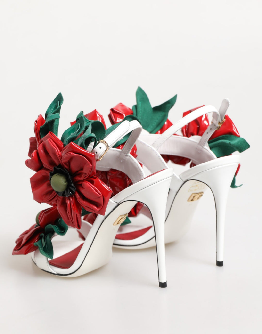Dolce &amp; Gabbana White Red Floral Detailing Sandals Shoes by Dolce &amp; Gabbana outlet now on sale