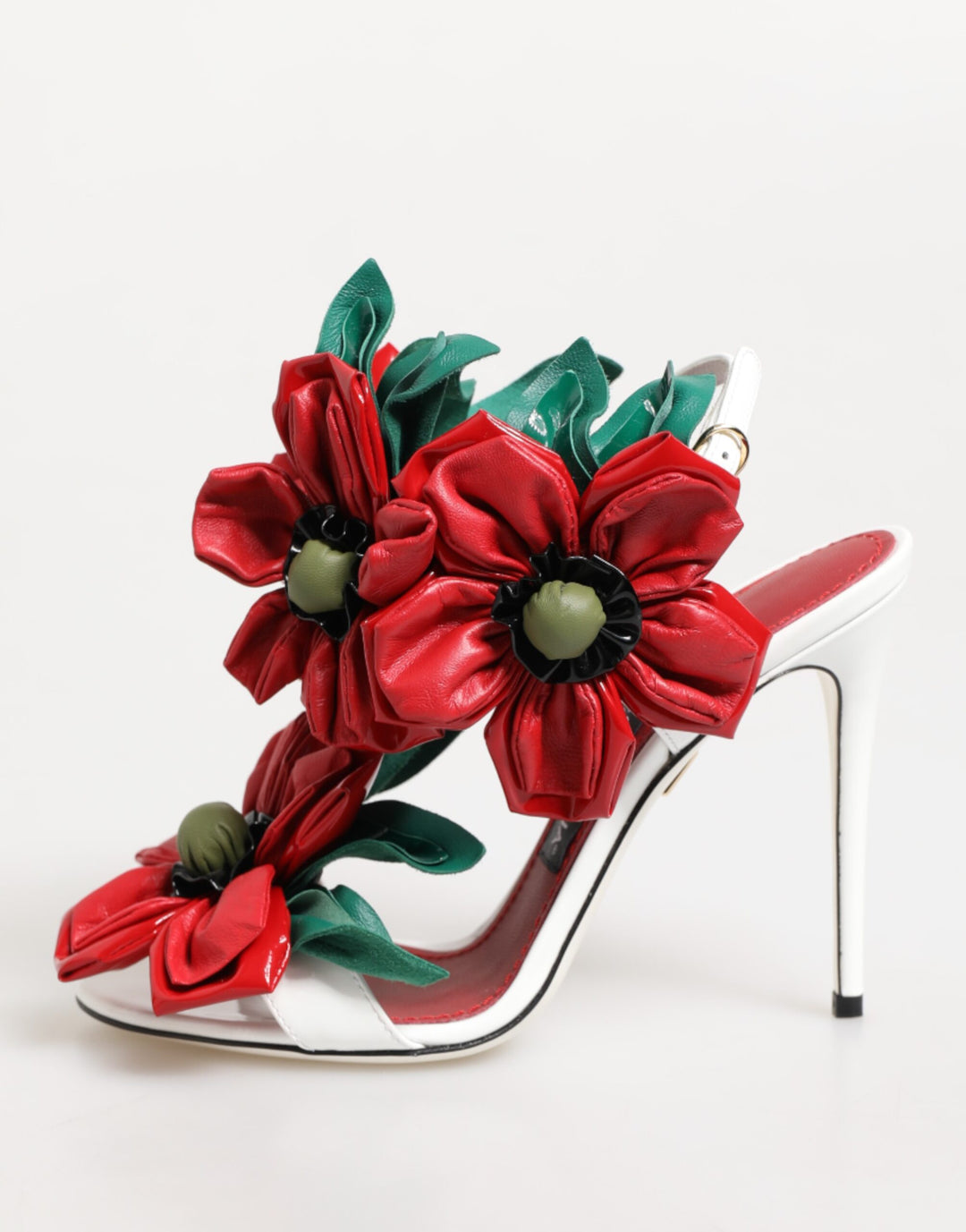 Dolce &amp; Gabbana White Red Floral Detailing Sandals Shoes by Dolce &amp; Gabbana outlet now on sale