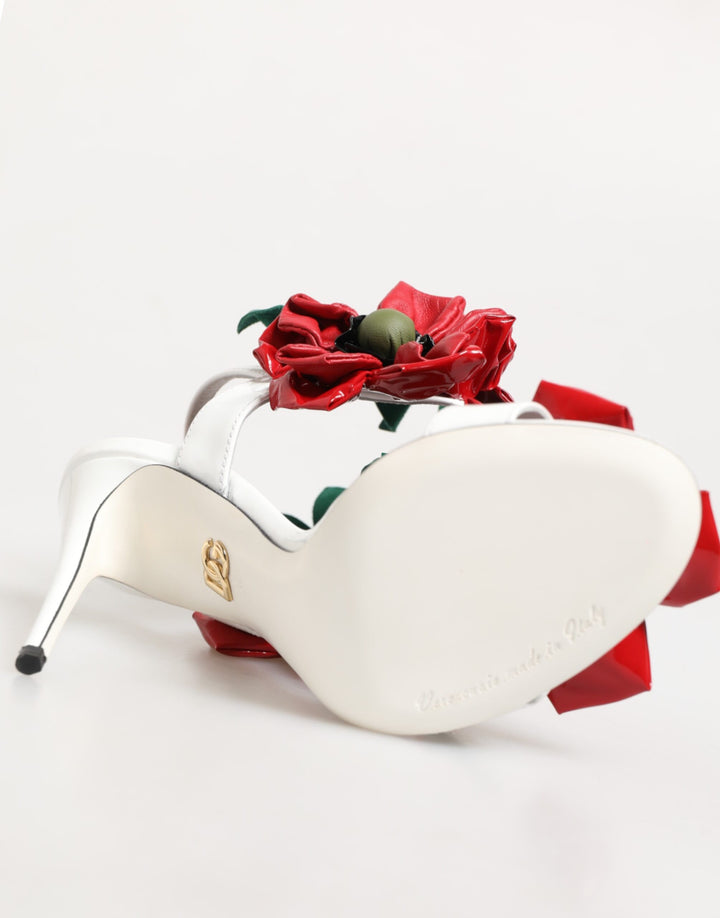Dolce &amp; Gabbana White Red Floral Detailing Sandals Shoes by Dolce &amp; Gabbana outlet now on sale