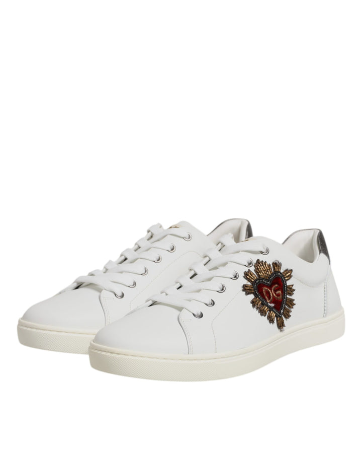 Dolce &amp; Gabbana Sample Sale Dolce &amp; Gabbana White Sacred Heart Men Low Top Sneakers Shoes - | Designer outlet