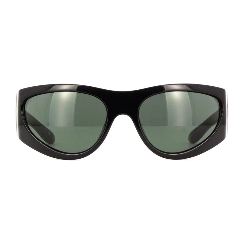 Gucci Sunglasses Square Full Rim, Shiny Black Frame and Grey Lens GG1575S001