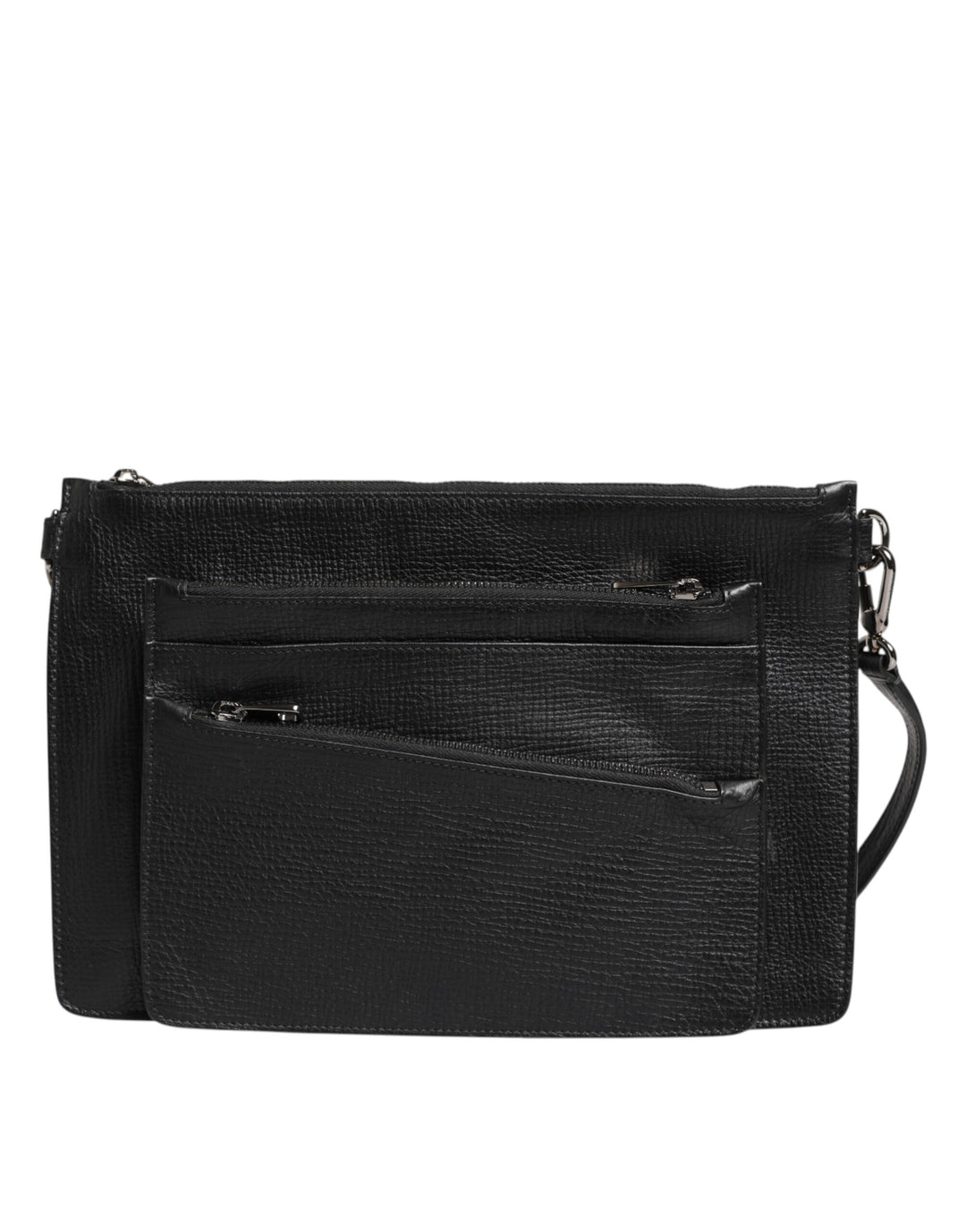 Dolce & Gabbana Black Palmellato Leather Logo Plaque Shoulder Borse Bag