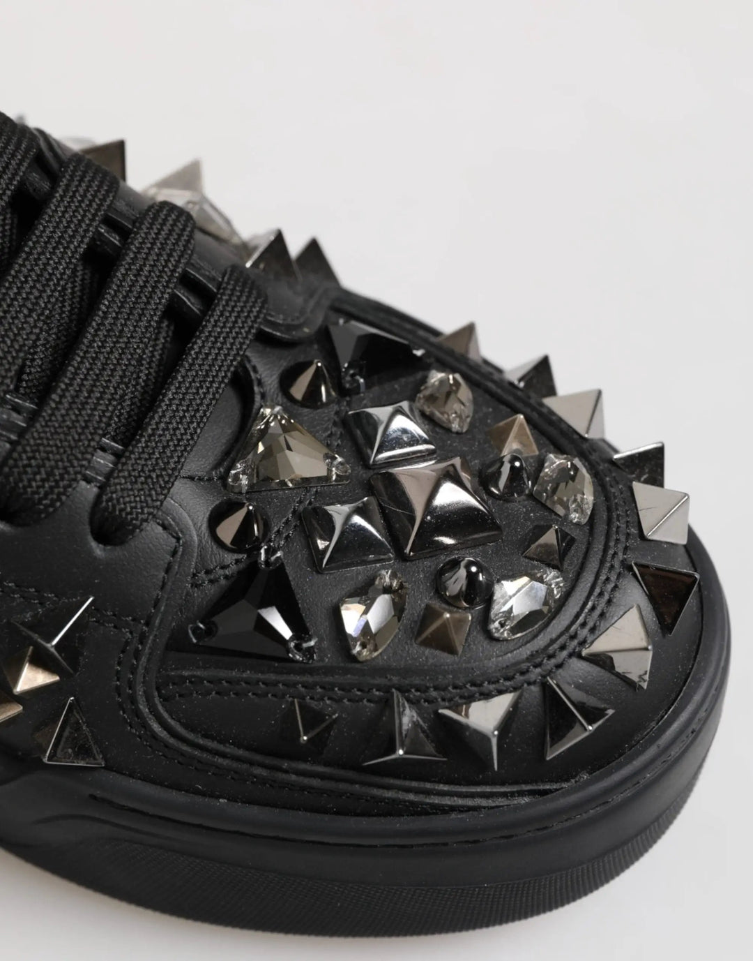 Dolce &amp; Gabbana Sample Sale | Dolce &amp; Gabbana Black Leather Studded Low Top Sneakers Shoes - | Designer outlet