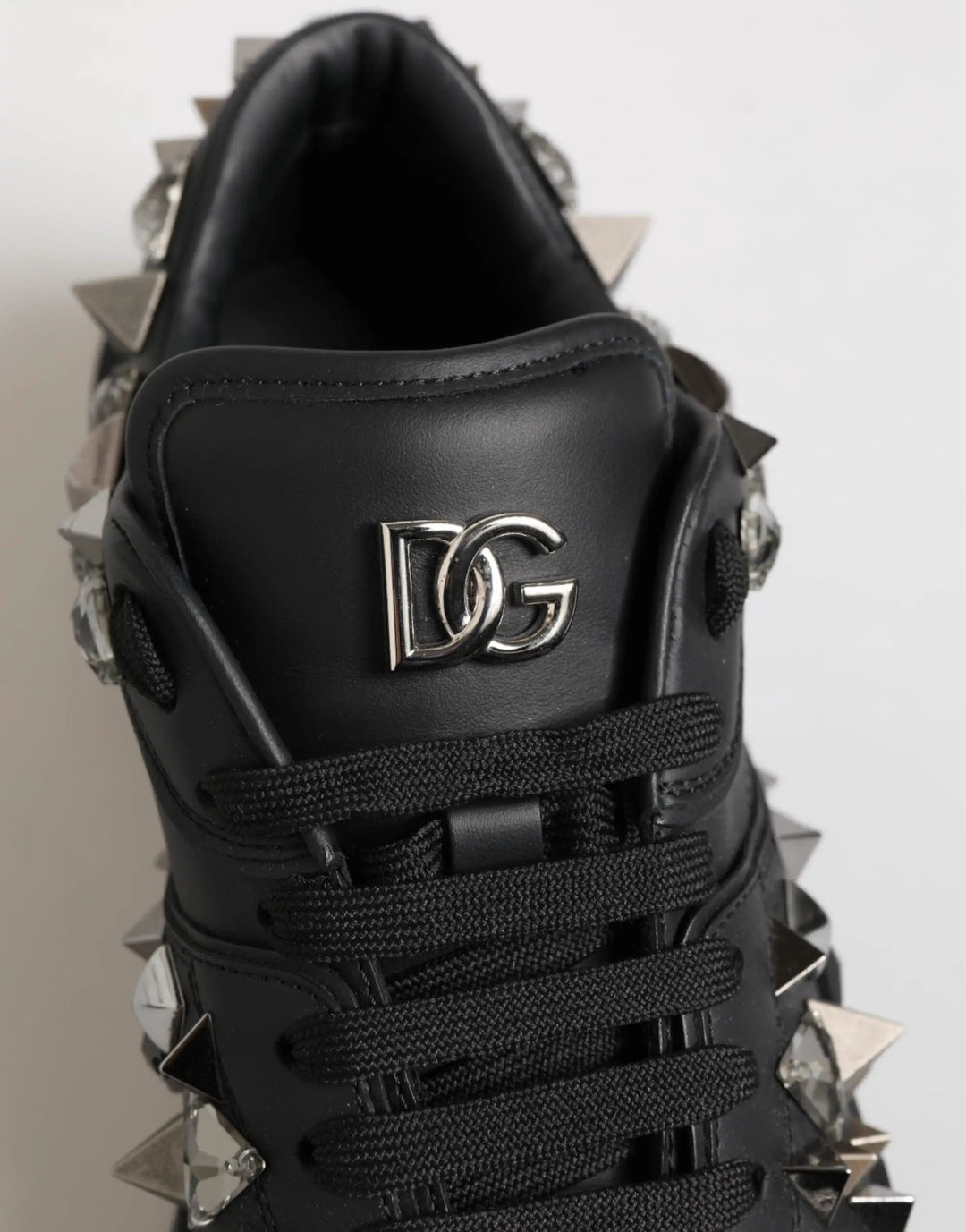Dolce &amp; Gabbana Sample Sale | Dolce &amp; Gabbana Black Leather Studded Low Top Sneakers Shoes - | Designer outlet