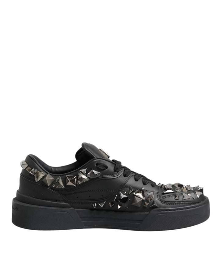 Dolce &amp; Gabbana Sample Sale | Dolce &amp; Gabbana Black Leather Studded Low Top Sneakers Shoes - | Designer outlet