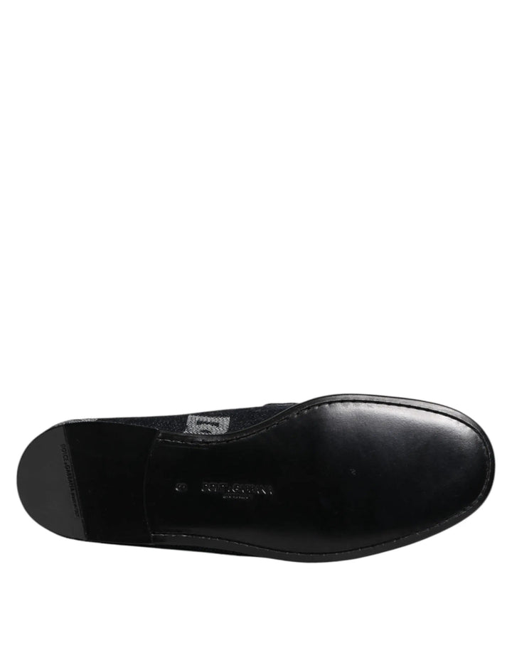 Dolce &amp; Gabbana Sample Sale | Dolce &amp; Gabbana Blue Logo Cotton Loafers Formal Dress Shoes - | Designer outlet