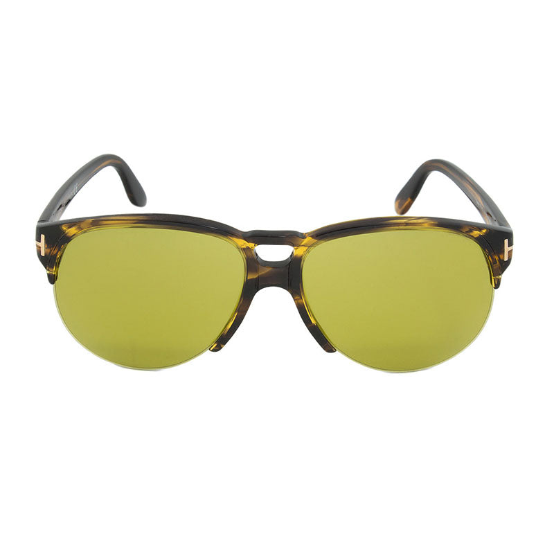 Tom Ford Aviator Semi Rim, with a Shiny Green Havana frame and Green lens.