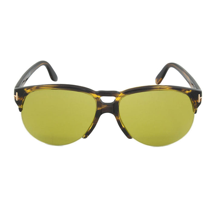 Tom Ford Aviator Semi Rim, with a Shiny Green Havana frame and Green lens.