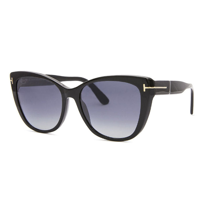 Tom Ford Sunglasses Butterfly Full Rim, Shiny Black Frame and Smoke Gradient Polarized Lens FT093701D
