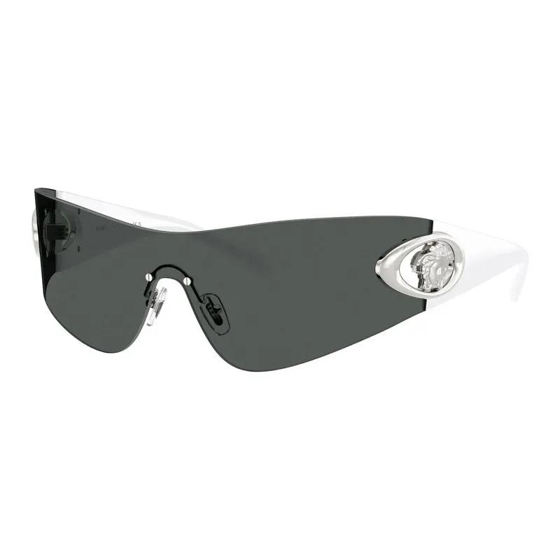Versace Sunglasses Shield Full Rim, White Frame And Dark Grey Lens Ve22801000/87