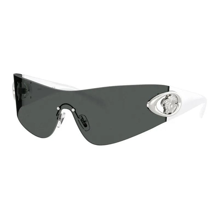 Versace Sunglasses Shield Full Rim, White Frame And Dark Grey Lens Ve22801000/87
