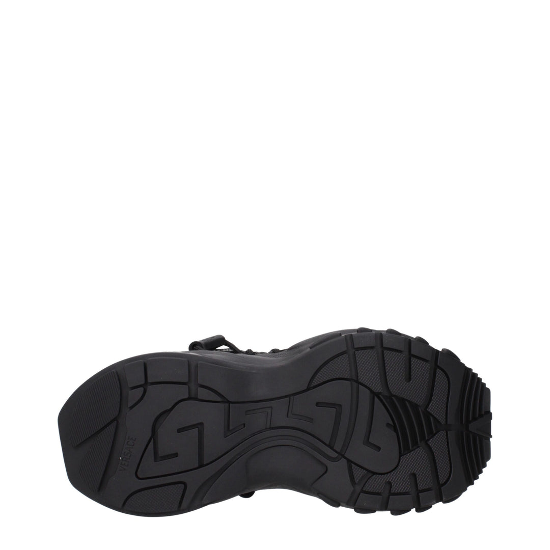 Versace Black Leather Athletic Sneakers