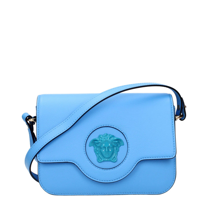 Versace Light Blue Leather Crossbody Bags