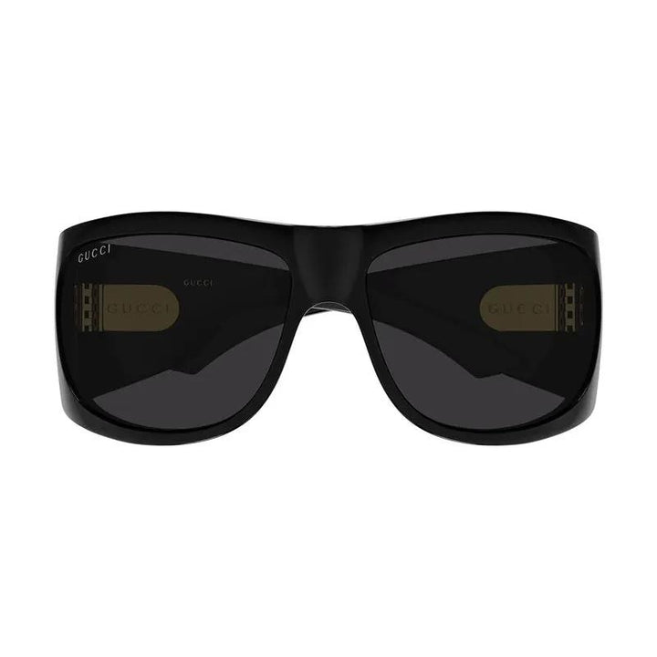 Gucci Sunglasses Rectangle Full Rim, Black Frame And Grey Lens