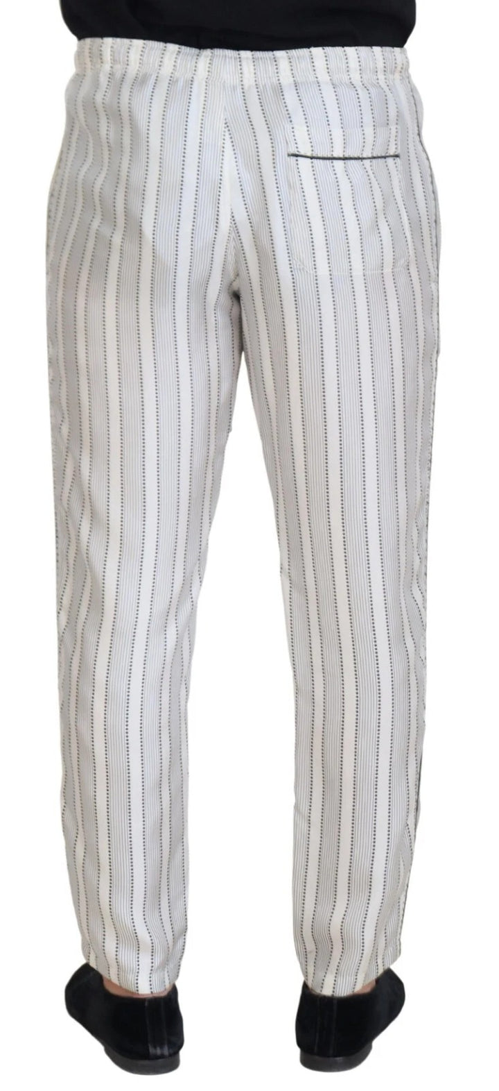 Dolce &amp; Gabbana White Stripes Silk Lounge Trouser Pants by Dolce &amp; Gabbana outlet now on sale