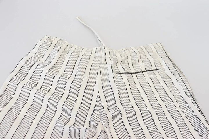 Dolce &amp; Gabbana White Stripes Silk Lounge Trouser Pants by Dolce &amp; Gabbana outlet now on sale