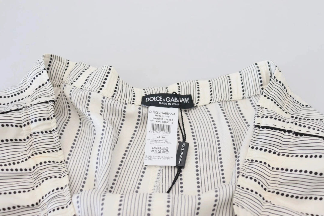 Dolce &amp; Gabbana White Stripes Silk Lounge Trouser Pants by Dolce &amp; Gabbana outlet now on sale