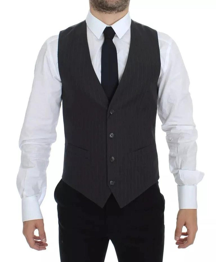 Dolce &amp; Gabbana Gray Striped Formal Dress Gilet Vest by Dolce &amp; Gabbana outlet now on sale