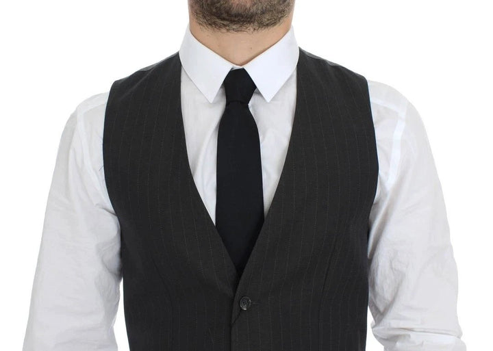 Dolce &amp; Gabbana Gray Striped Formal Dress Gilet Vest by Dolce &amp; Gabbana outlet now on sale