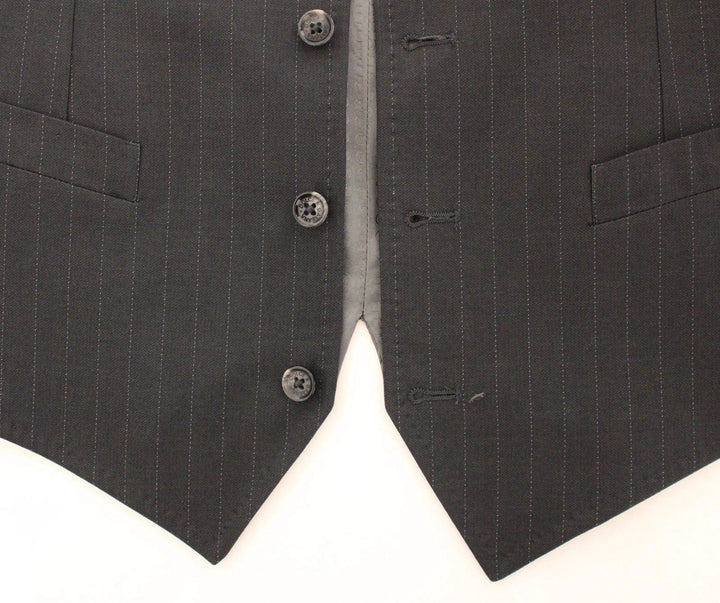 Dolce &amp; Gabbana Gray Striped Formal Dress Gilet Vest by Dolce &amp; Gabbana outlet now on sale