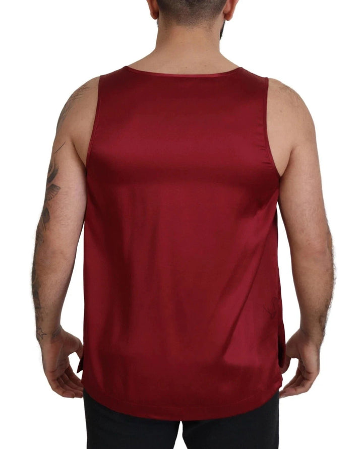 Dolce &amp; Gabbana Red Round Neck Sleeveless Silk T-shirt by Dolce &amp; Gabbana outlet now on sale