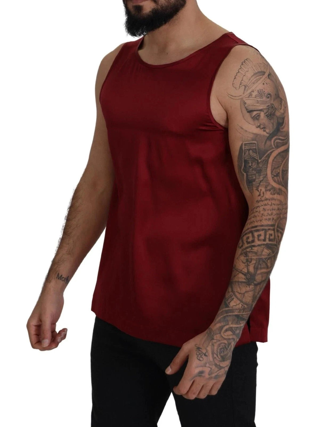 Dolce &amp; Gabbana Red Round Neck Sleeveless Silk T-shirt by Dolce &amp; Gabbana outlet now on sale