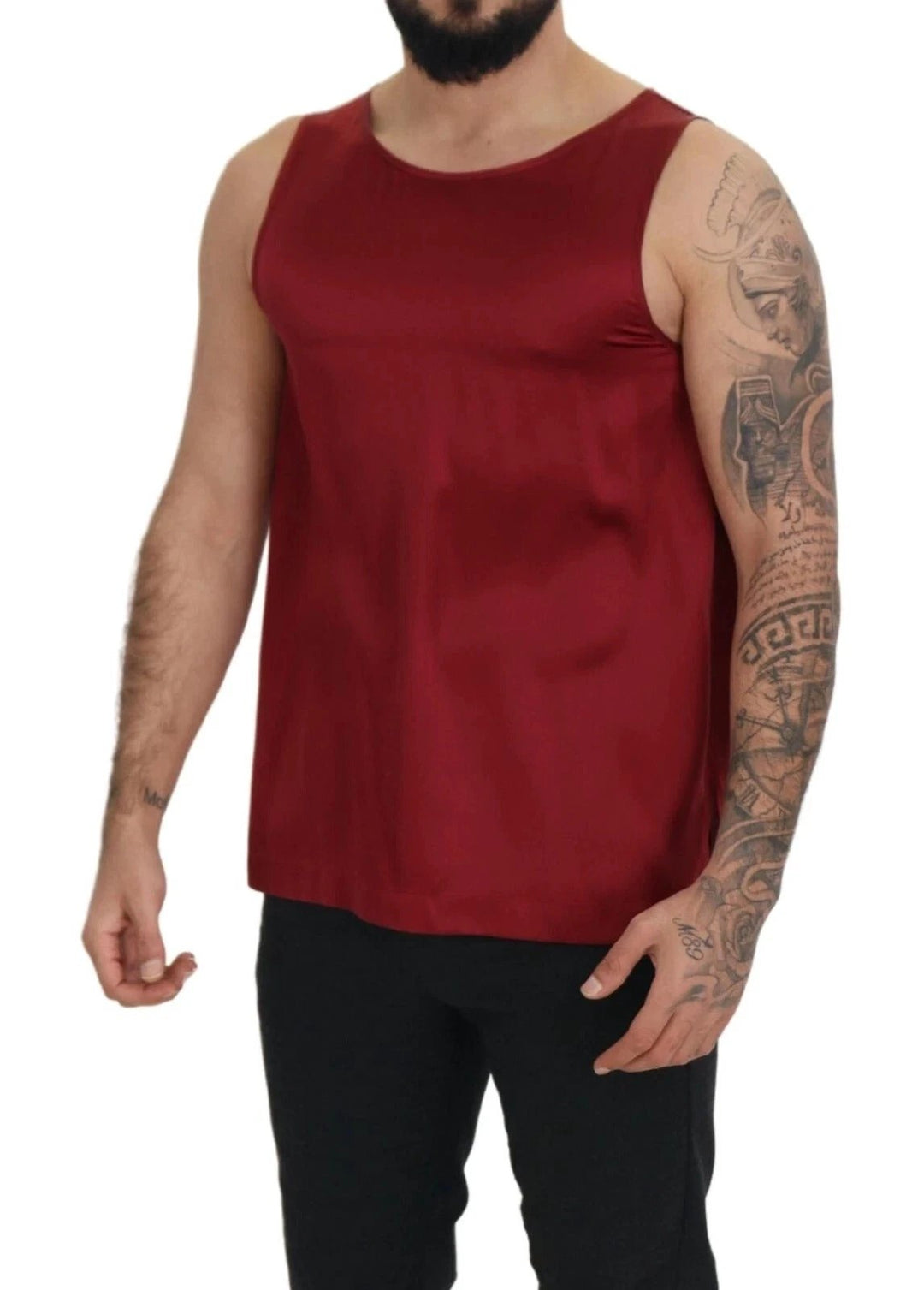 Dolce &amp; Gabbana Red Round Neck Sleeveless Silk T-shirt by Dolce &amp; Gabbana outlet now on sale