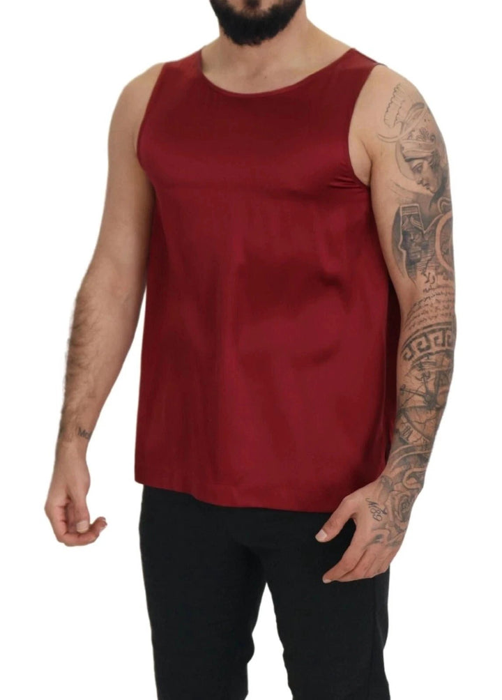 Dolce &amp; Gabbana Red Round Neck Sleeveless Silk T-shirt by Dolce &amp; Gabbana outlet now on sale