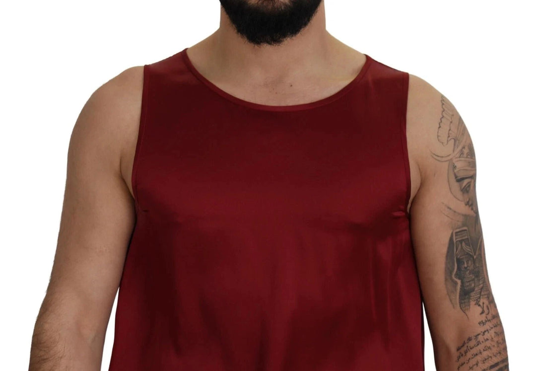 Dolce &amp; Gabbana Red Round Neck Sleeveless Silk T-shirt by Dolce &amp; Gabbana outlet now on sale