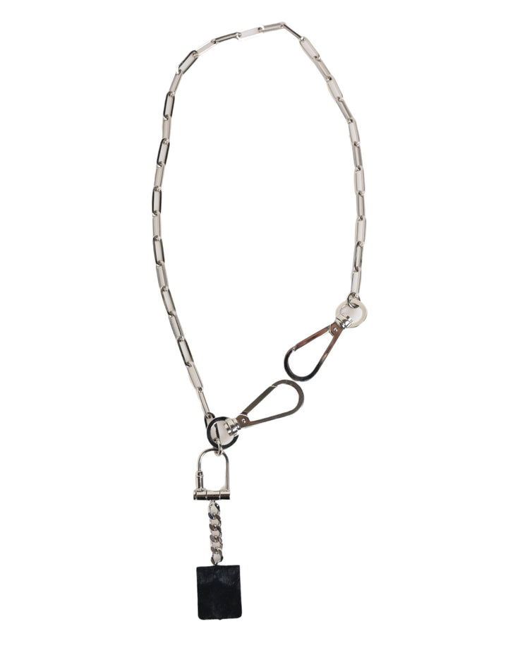 Dolce &amp; Gabbana Silver Tone Metal Chain DG Logo Pendant Men Necklace by Dolce &amp; Gabbana outlet now on sale