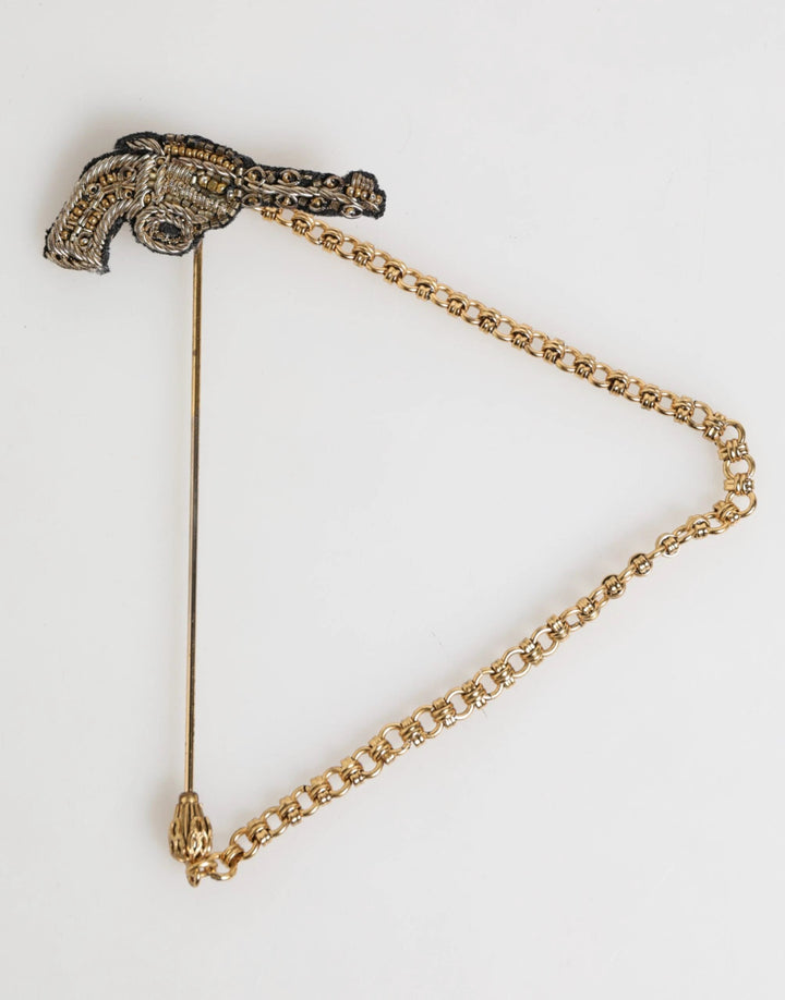 Dolce &amp; Gabbana Lapel Pin Brass Copper Revolver Men Accessories Brooch by Dolce &amp; Gabbana outlet now on sale