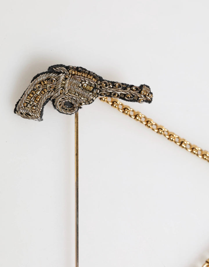 Dolce &amp; Gabbana Lapel Pin Brass Copper Revolver Men Accessories Brooch by Dolce &amp; Gabbana outlet now on sale