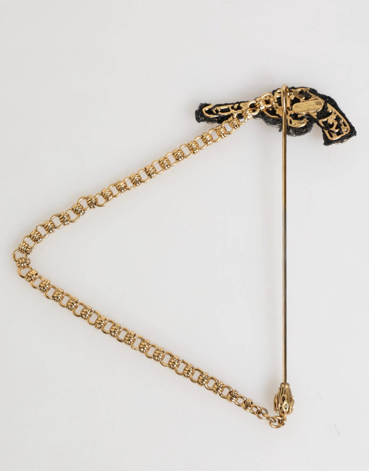 Dolce &amp; Gabbana Lapel Pin Brass Copper Revolver Men Accessories Brooch by Dolce &amp; Gabbana outlet now on sale