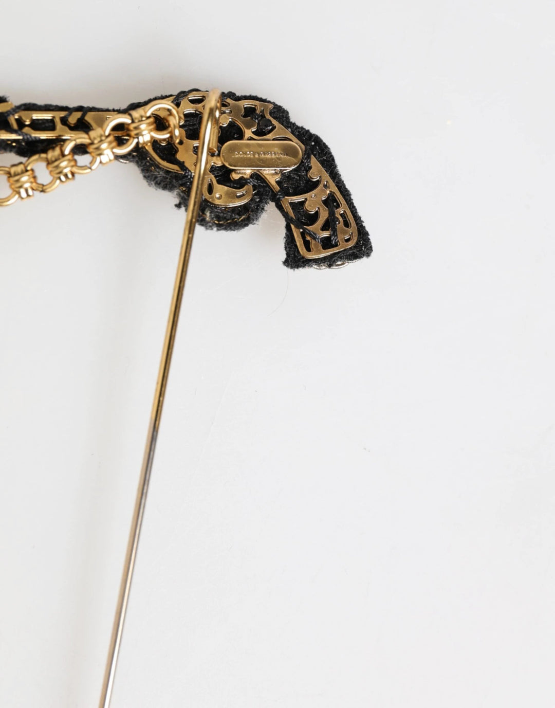 Dolce &amp; Gabbana Lapel Pin Brass Copper Revolver Men Accessories Brooch by Dolce &amp; Gabbana outlet now on sale