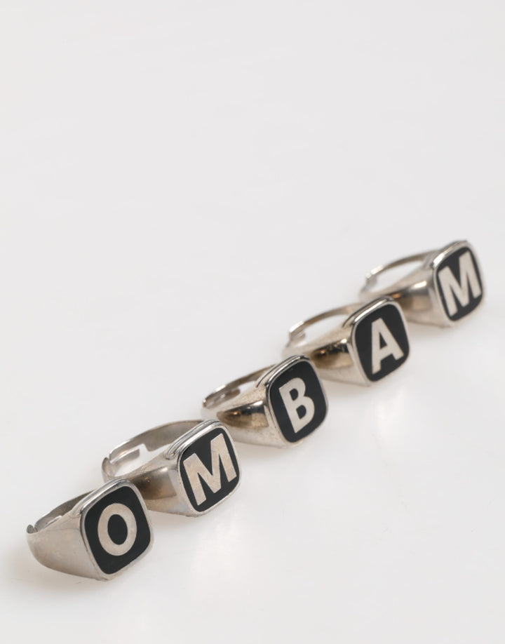 Dolce &amp; Gabbana Sample Sale Dolce &amp; Gabbana Silver Tone Brass Lettering Set 5 Pieces Adjustable Ring - | Designer outlet
