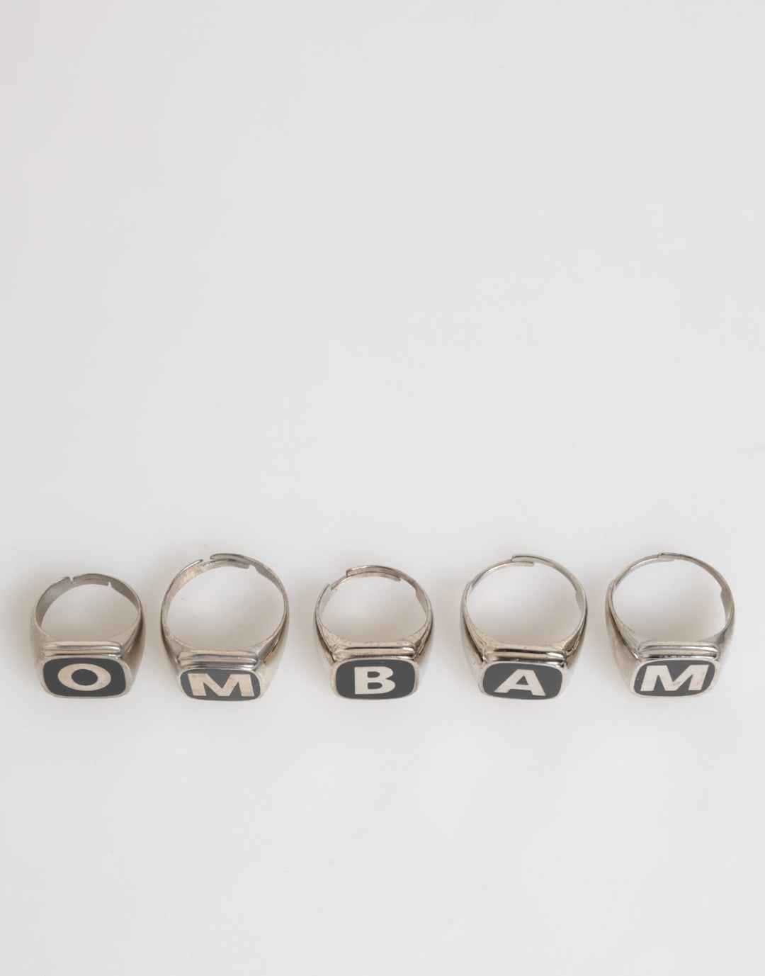 Dolce &amp; Gabbana Silver Tone Brass Lettering Set 5 Pieces Adjustable Ring by Dolce &amp; Gabbana outlet now on sale
