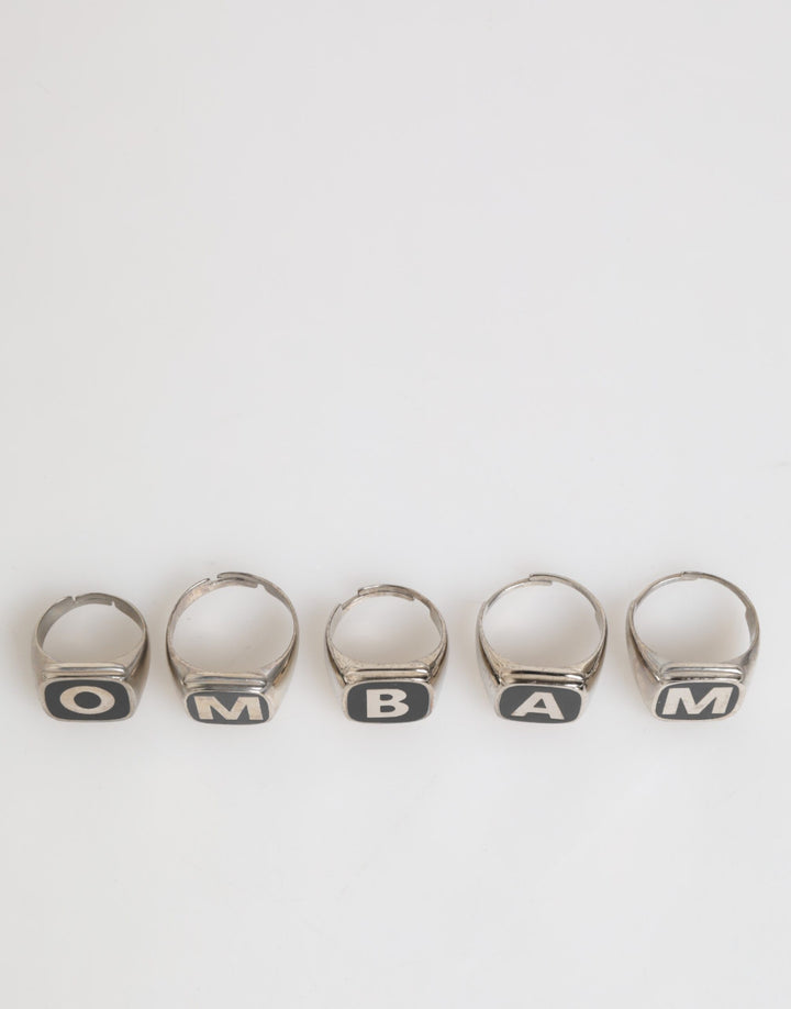 Dolce &amp; Gabbana Silver Tone Brass Lettering Set 5 Pieces Adjustable Ring by Dolce &amp; Gabbana outlet now on sale