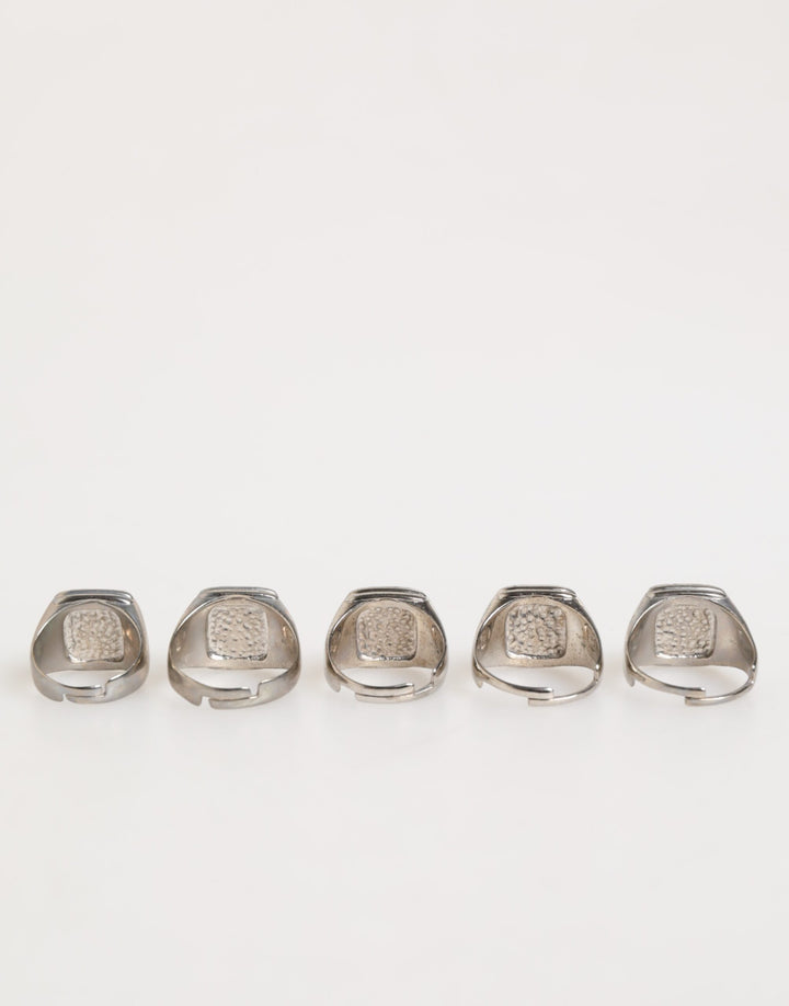 Dolce &amp; Gabbana Sample Sale Dolce &amp; Gabbana Silver Tone Brass Lettering Set 5 Pieces Adjustable Ring - | Designer outlet