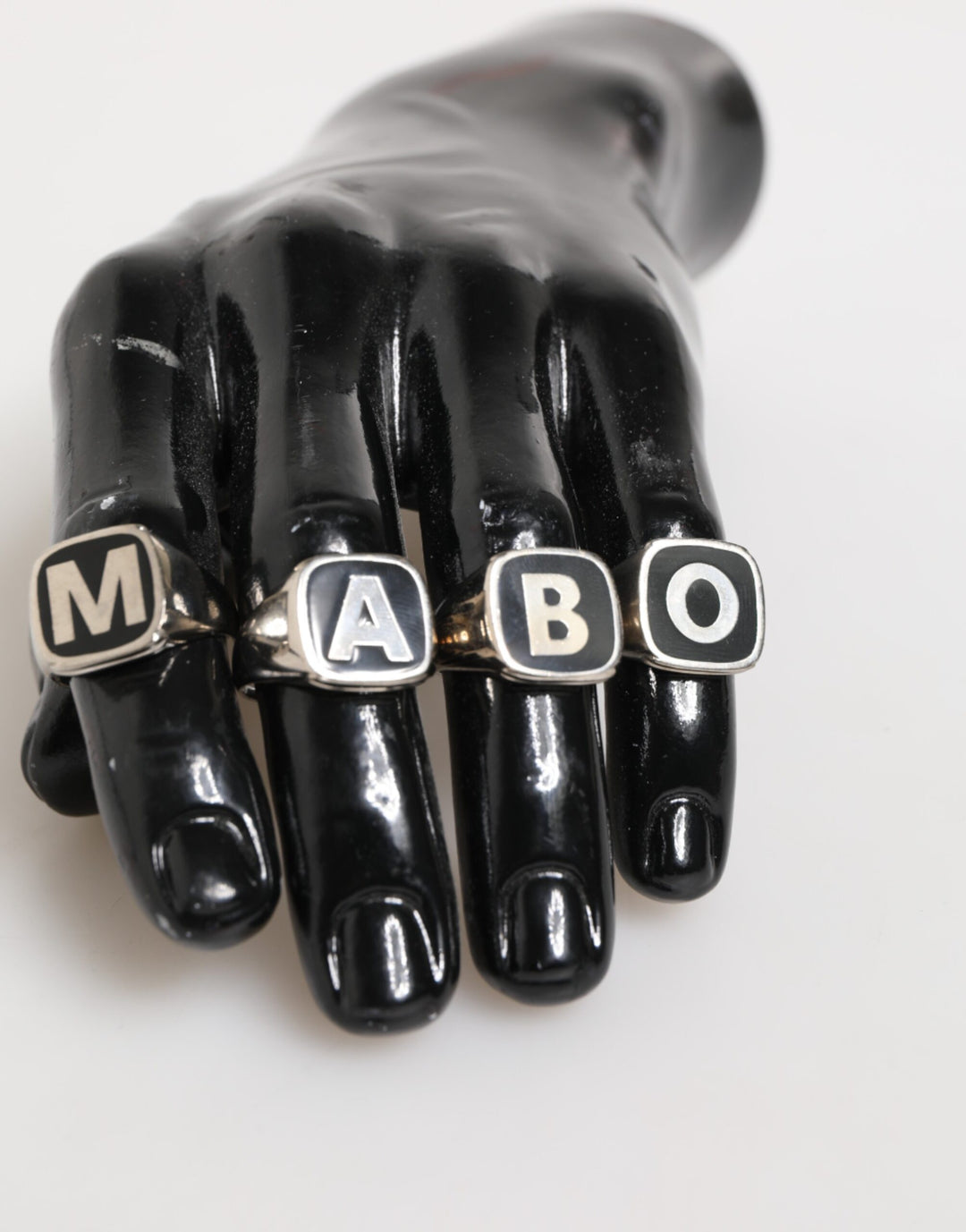 Dolce &amp; Gabbana Sample Sale Dolce &amp; Gabbana Silver Tone Brass Lettering Set 5 Pieces Adjustable Ring - | Designer outlet