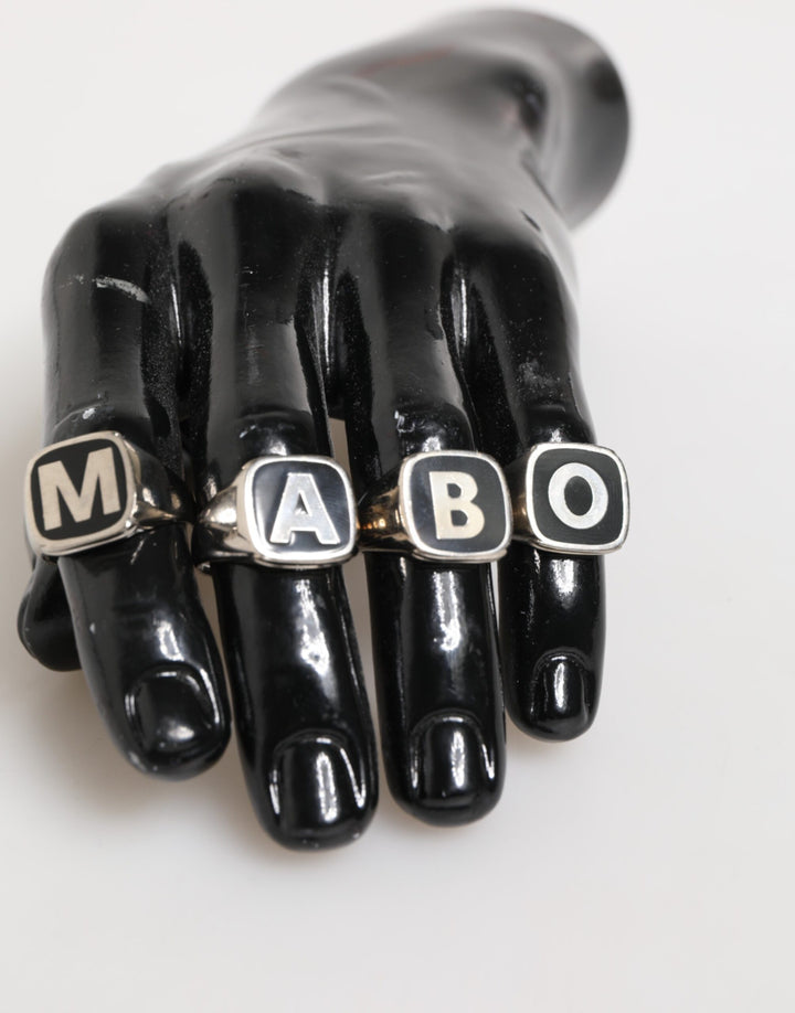 Dolce &amp; Gabbana Sample Sale Dolce &amp; Gabbana Silver Tone Brass Lettering Set 5 Pieces Adjustable Ring - | Designer outlet