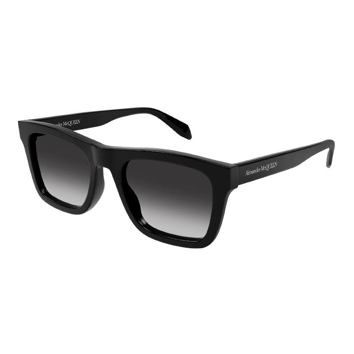 Alexander McQueen Sunglasses Square Full Rim, Shiny Black Frame and Grey Gradient Lens AM0301S001